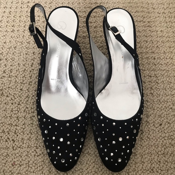 St. John black heels with rhinestones, size 7. - Picture 1 of 5